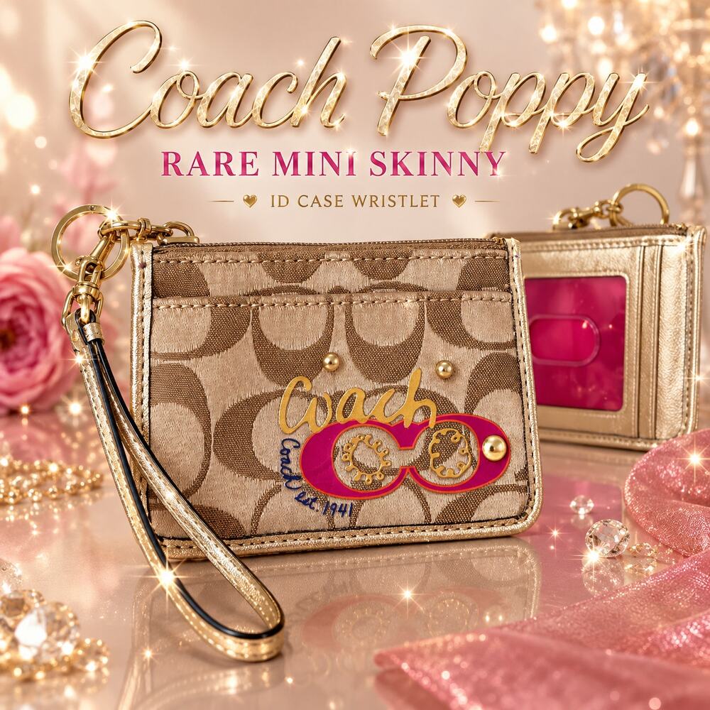 Rare Vintage Coach Poppy Signature C Sunglasses Mini Skinny ID Card Case.